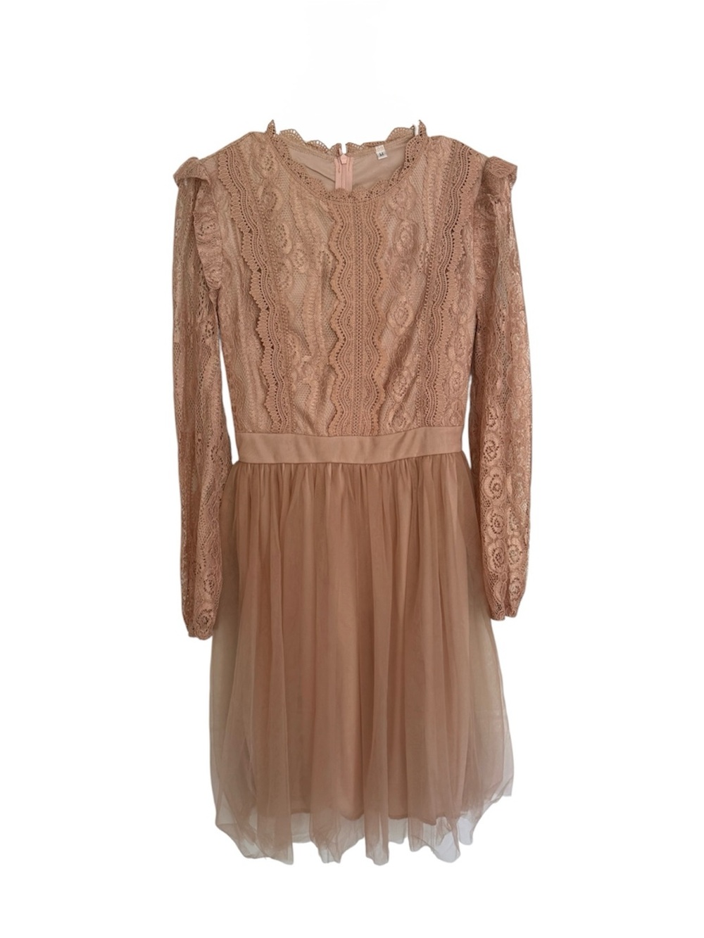 Simplee Apparel Girls Lace & Tulle Dress in Beige-Tan